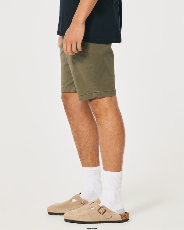short de jogging en sergé 9\'\' Hommes olive Hollister bas RRRJX1186