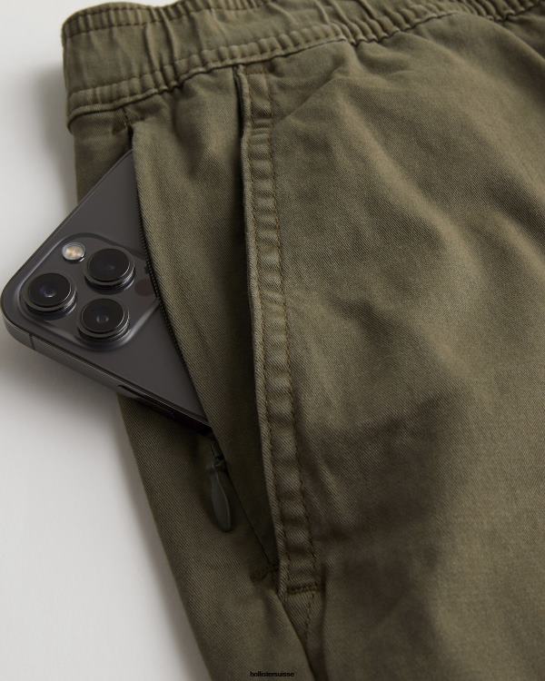 short de jogging en sergé 9\'\' Hommes olive Hollister bas RRRJX1186