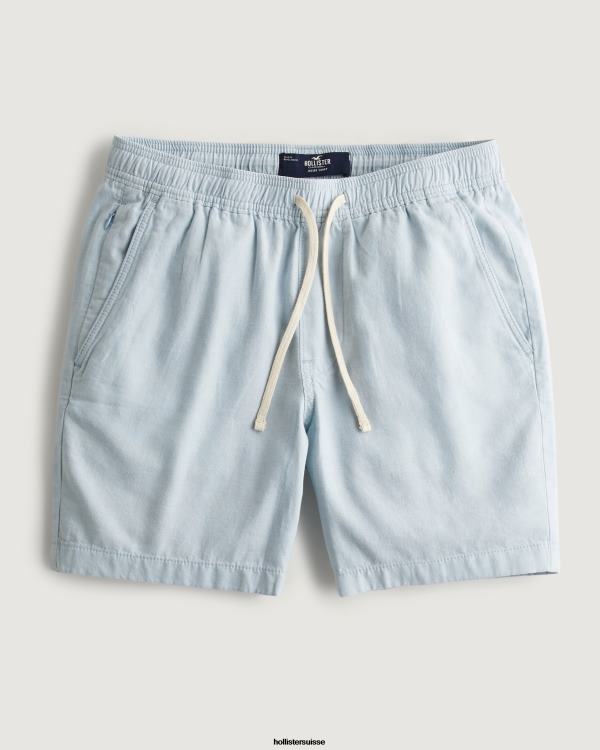 short jogger en mélange de lin 7'' Hommes bleu clair Hollister bas RRRJX1271