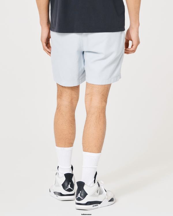 short jogger en mélange de lin 7\'\' Hommes bleu clair Hollister bas RRRJX1271