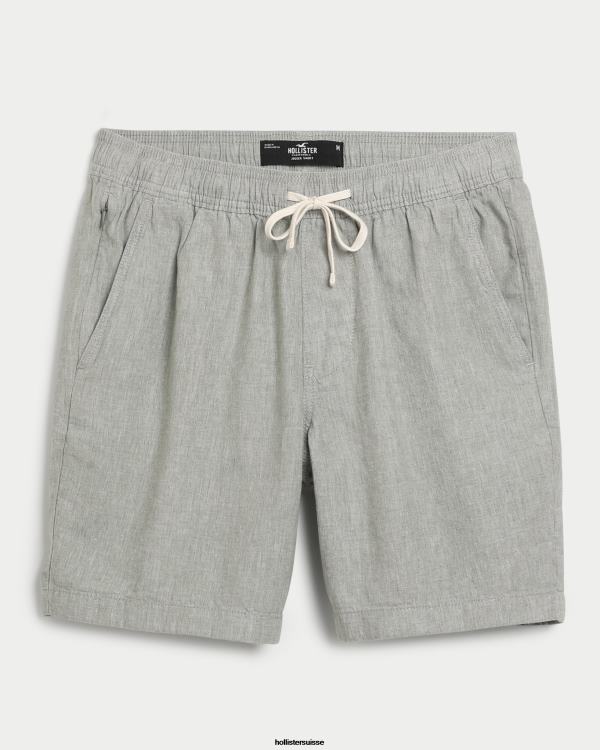 short jogger en mélange de lin 7'' Hommes bruyère sauge Hollister bas RRRJX1274