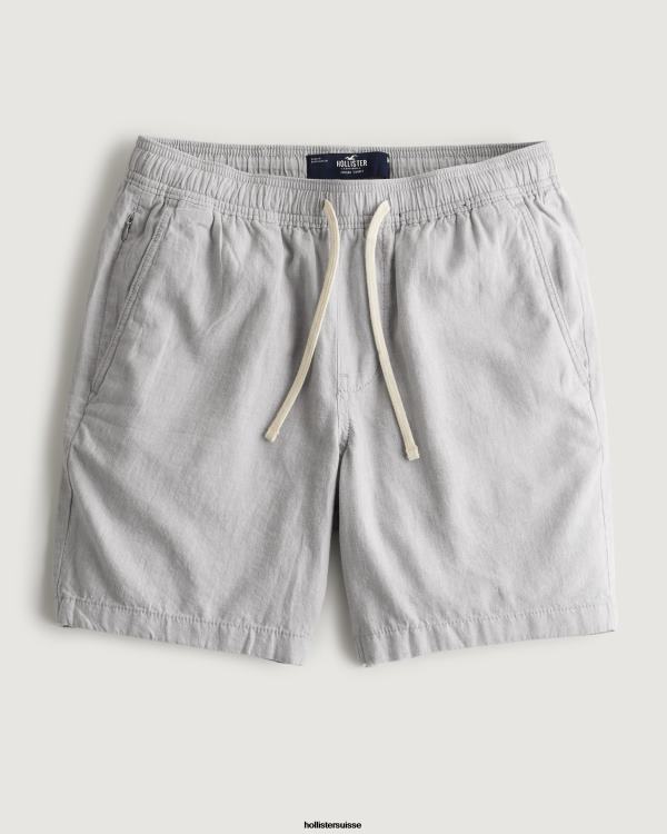 short jogger en mélange de lin 7'' Hommes gris clair Hollister bas RRRJX1106