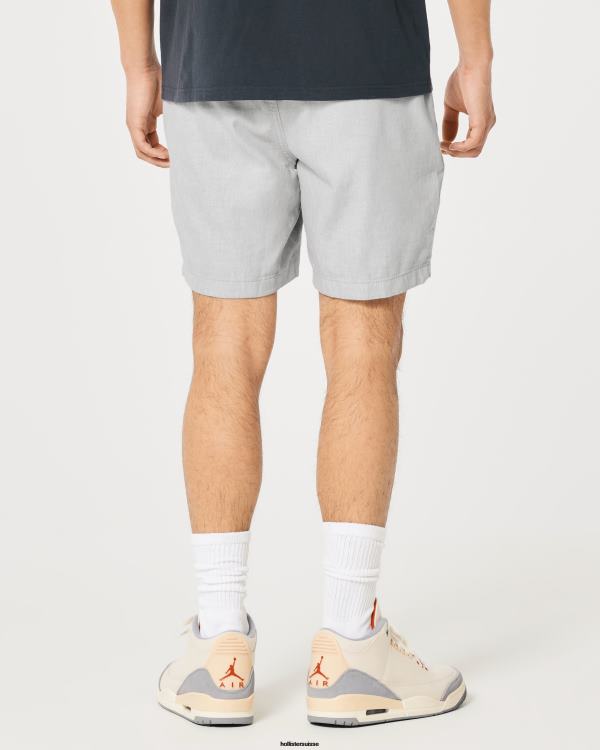 short jogger en mélange de lin 7\'\' Hommes gris clair Hollister bas RRRJX1106
