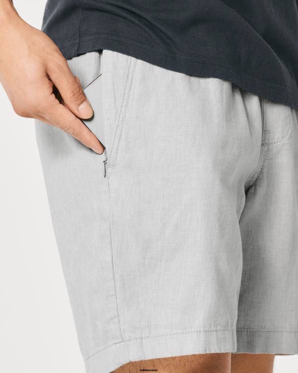 short jogger en mélange de lin 7\'\' Hommes gris clair Hollister bas RRRJX1106