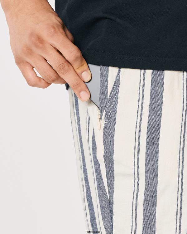 short jogger en mélange de lin 7\'\' Hommes rayure marine Hollister bas RRRJX1290