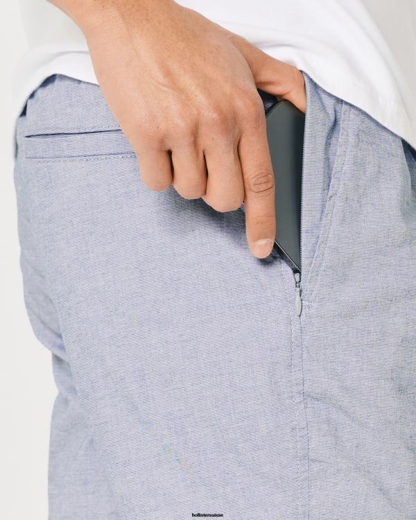 short jogger en sergé à micro-rayures 5\'\' Hommes microrayure bleue Hollister bas RRRJX1178