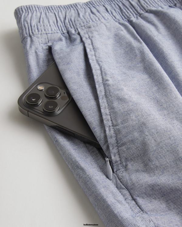 short jogger en sergé à micro-rayures 5\'\' Hommes microrayure bleue Hollister bas RRRJX1178