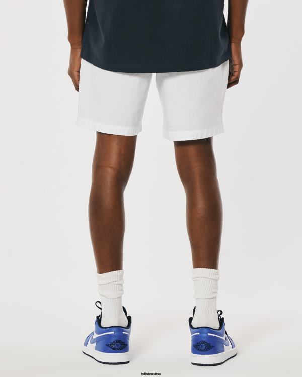 short jogger popeline 7\'\' Hommes blanc Hollister bas RRRJX1179