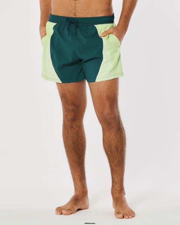gilly hicks maillot de bain 5\'\' Hommes bleu sarcelle foncé et citron vert Hollister bas RRRJX1404