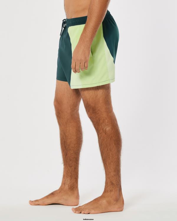 gilly hicks maillot de bain 5\'\' Hommes bleu sarcelle foncé et citron vert Hollister bas RRRJX1404
