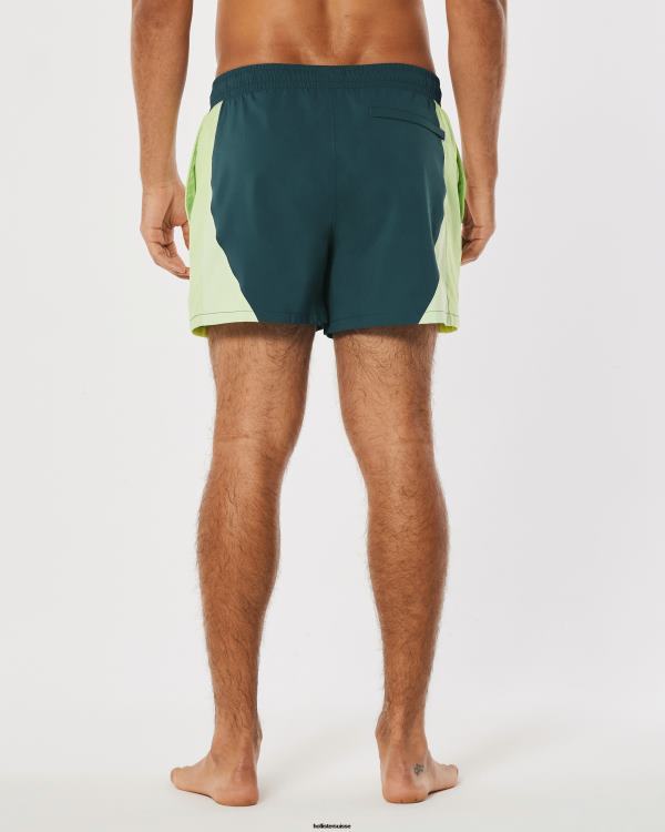 gilly hicks maillot de bain 5\'\' Hommes bleu sarcelle foncé et citron vert Hollister bas RRRJX1404
