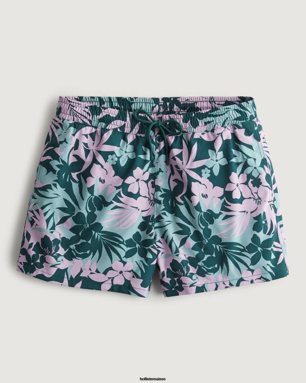 gilly hicks maillot de bain 5'' Hommes bleu sarcelle foncé floral Hollister bas RRRJX1398