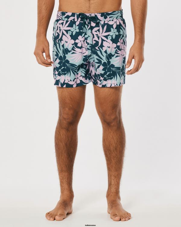 gilly hicks maillot de bain 5\'\' Hommes bleu sarcelle foncé floral Hollister bas RRRJX1398