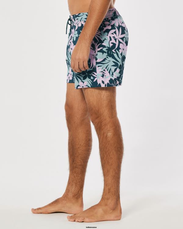 gilly hicks maillot de bain 5\'\' Hommes bleu sarcelle foncé floral Hollister bas RRRJX1398