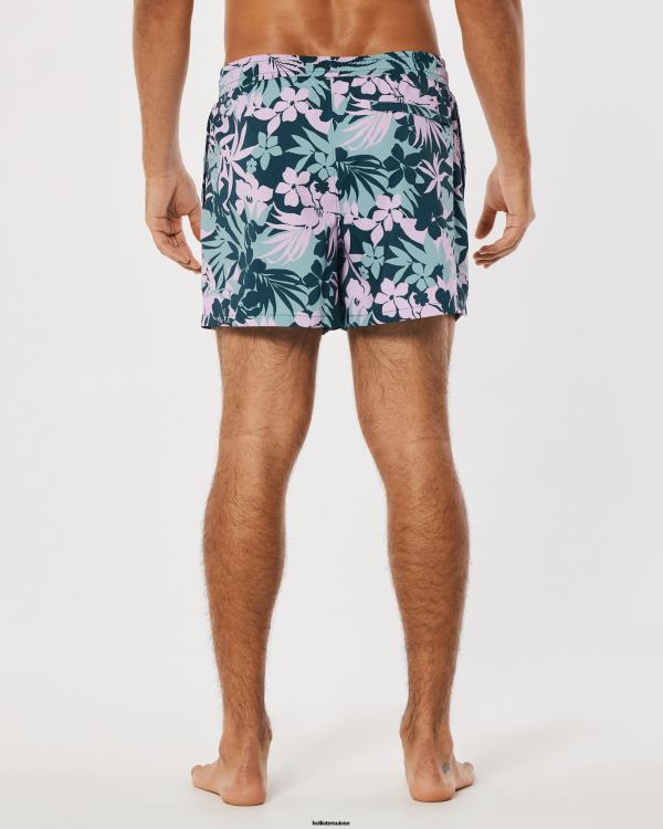 gilly hicks maillot de bain 5\'\' Hommes bleu sarcelle foncé floral Hollister bas RRRJX1398