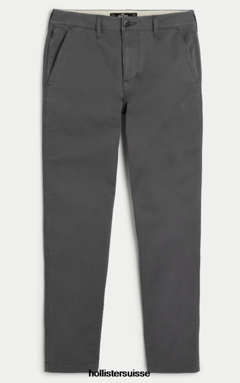 pantalon chino skinny Hommes gris foncé Hollister bas RRRJX1278