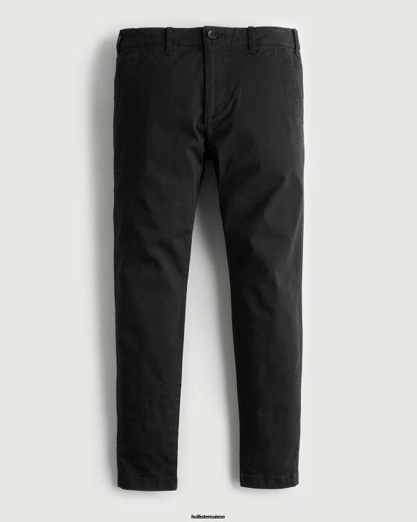 pantalon chino skinny Hommes noir avec bouton noir Hollister bas RRRJX1155