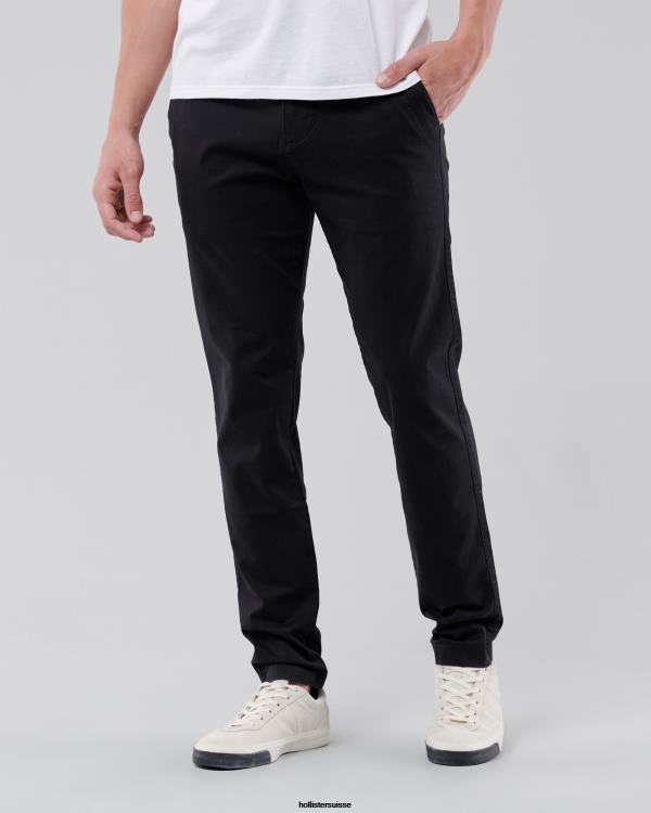 pantalon chino skinny Hommes noir avec bouton noir Hollister bas RRRJX1155