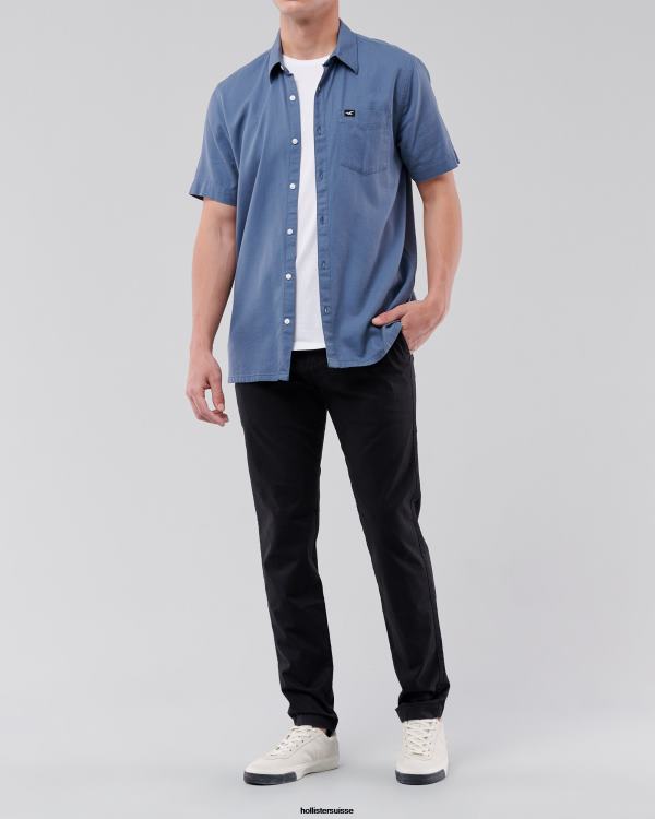 pantalon chino skinny Hommes noir avec bouton noir Hollister bas RRRJX1155