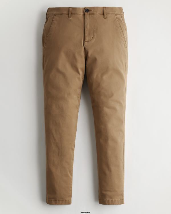 pantalon chino skinny athlétique Hommes kaki foncé Hollister bas RRRJX1190