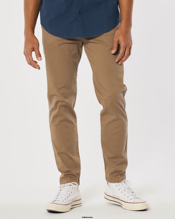 pantalon chino skinny athlétique Hommes kaki foncé Hollister bas RRRJX1190