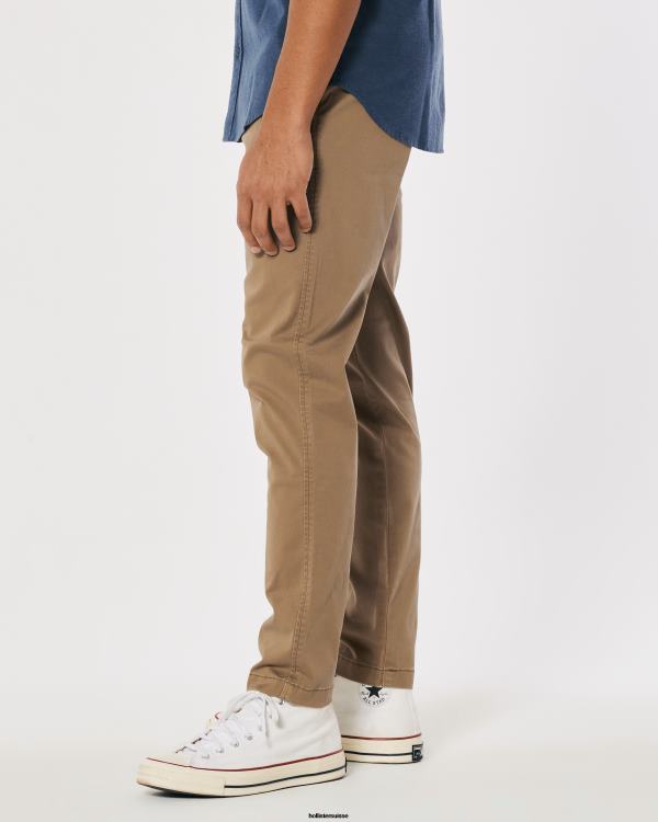 pantalon chino skinny athlétique Hommes kaki foncé Hollister bas RRRJX1190