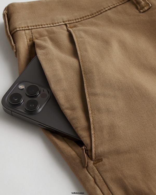 pantalon chino skinny athlétique Hommes kaki foncé Hollister bas RRRJX1190