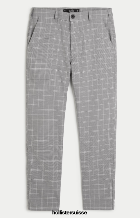 pantalon chino skinny à carreaux Hommes carreaux gris Hollister bas RRRJX1313