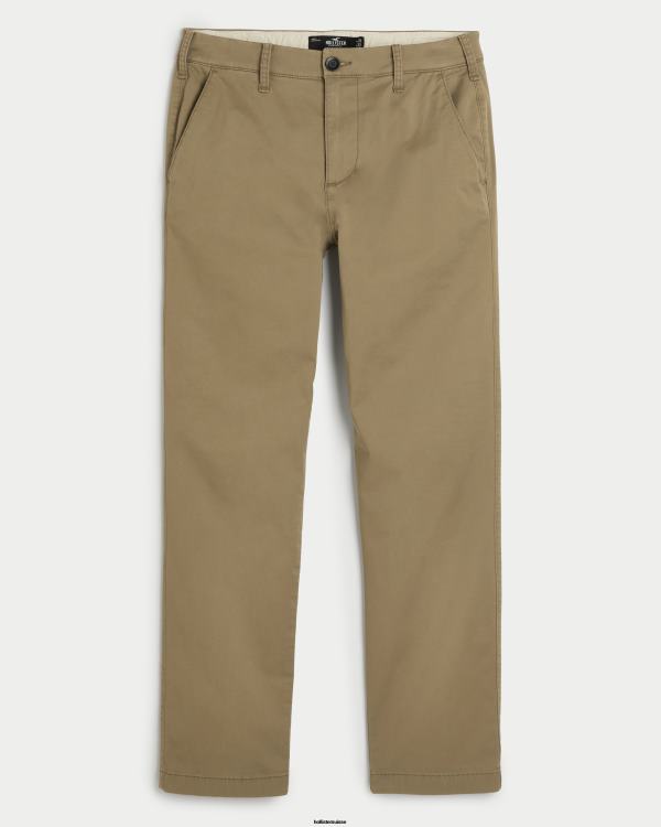 pantalon chino slim droit Hommes kaki foncé Hollister bas RRRJX1187