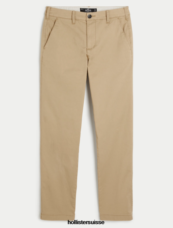 pantalon chino slim droit Hommes sergé kaki clair Hollister bas RRRJX1159