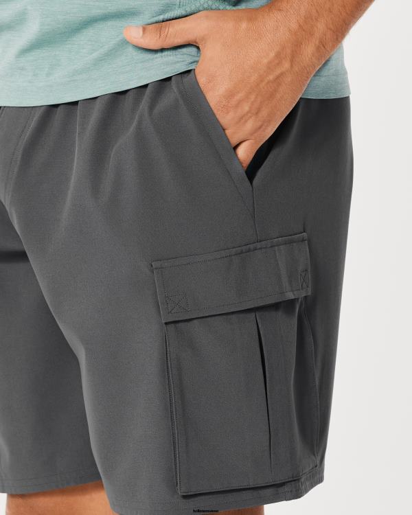 gilly hicks short cargo actif non doublé 7\'\' Hommes gris foncé Hollister bas RRRJX1324