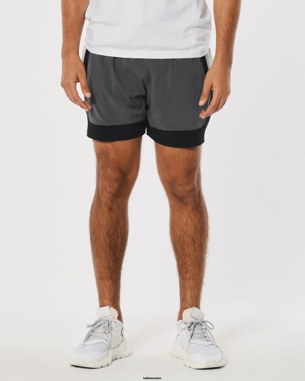 gilly hicks short doublé actif 5\'\' Hommes gris Hollister bas RRRJX1237