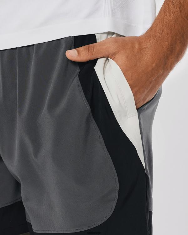 gilly hicks short doublé actif 5\'\' Hommes gris Hollister bas RRRJX1237