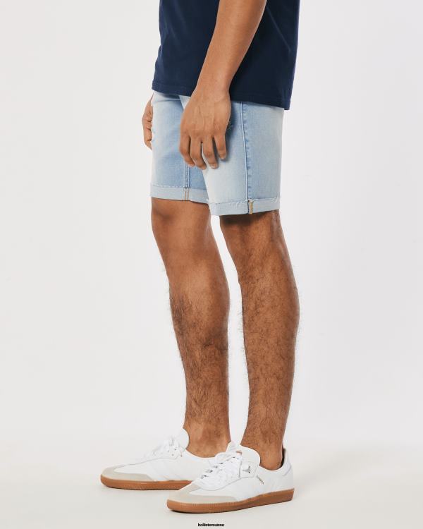 short athlétique skinny en denim délavé clair déchiré 9\'\' Hommes lavage léger déchiré Hollister bas RRRJX1295