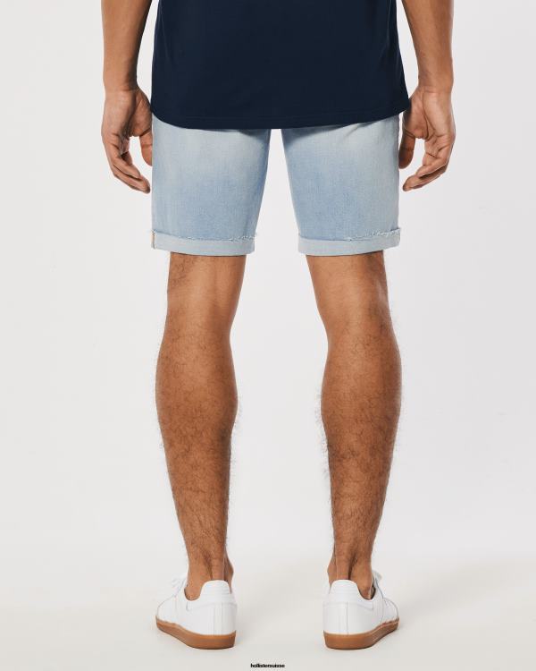 short athlétique skinny en denim délavé clair déchiré 9\'\' Hommes lavage léger déchiré Hollister bas RRRJX1295