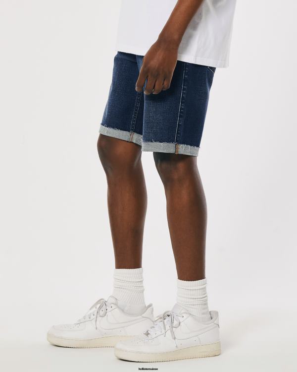 short athlétique skinny en denim délavé foncé déchiré 9\'\' Hommes lavage foncé déchiré Hollister bas RRRJX1302