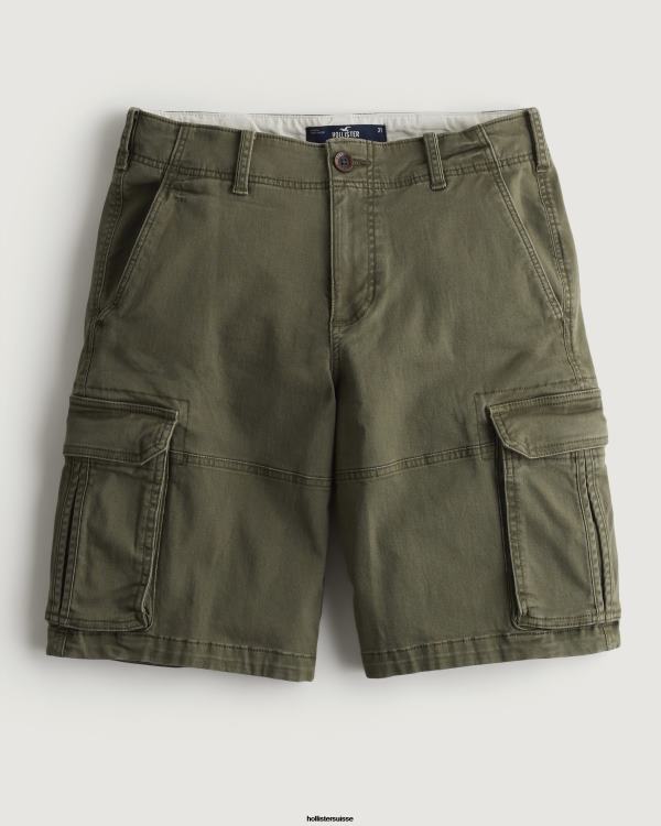 short cargo en sergé 11'' Hommes olive Hollister bas RRRJX1226