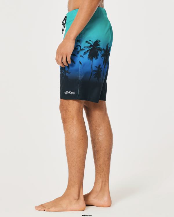 short de bain 9\'\' Hommes imprimé ombré bleu sarcelle à noir Hollister bas RRRJX1308
