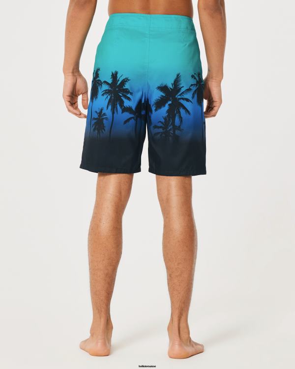 short de bain 9\'\' Hommes imprimé ombré bleu sarcelle à noir Hollister bas RRRJX1308