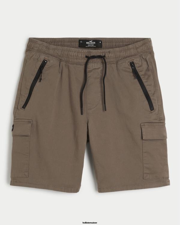 short de jogging cargo sergé 7'' Hommes brun Hollister bas RRRJX1265