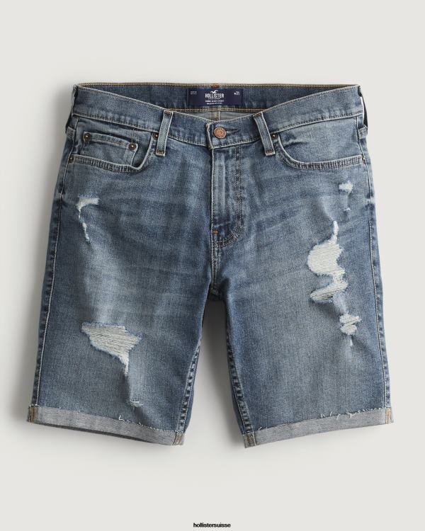 short en denim déchiré délavé moyen 9'' Hommes lavage moyen déchiré Hollister bas RRRJX1175