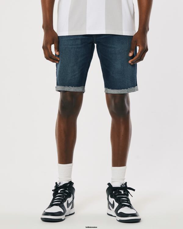 short en denim skinny délavé foncé 9\'\' Hommes lavage foncé Hollister bas RRRJX1203