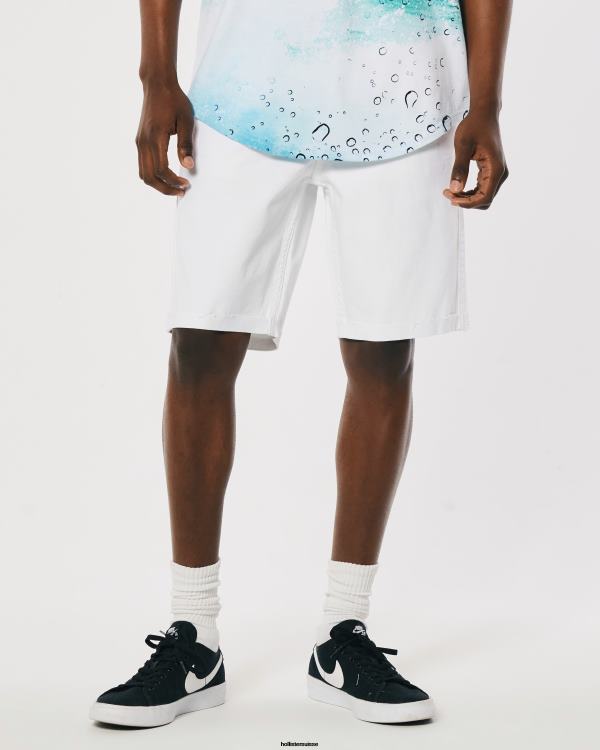 short en jean moulant athlétique blanc 9\'\' Hommes blanc Hollister bas RRRJX1267