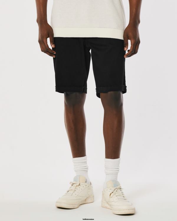 short en jean moulant athlétique noir sans décoloration 9\'\' Hommes noir Hollister bas RRRJX1289