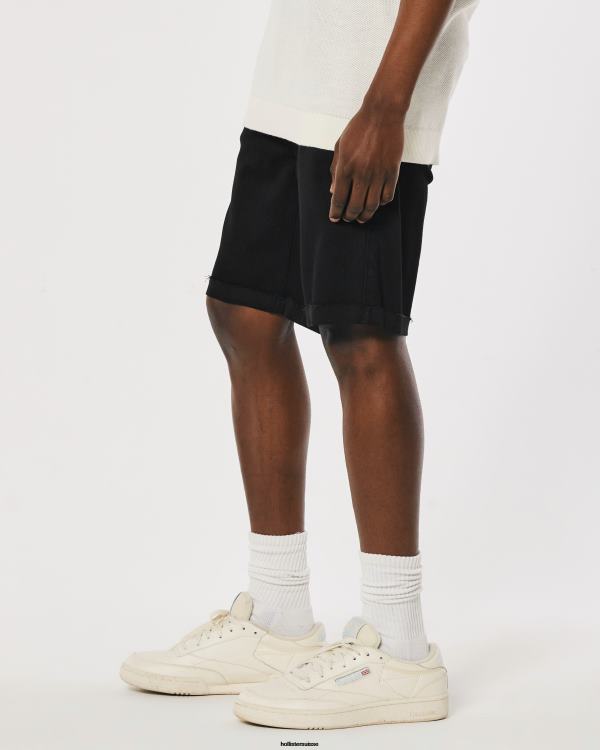 short en jean moulant athlétique noir sans décoloration 9\'\' Hommes noir Hollister bas RRRJX1289