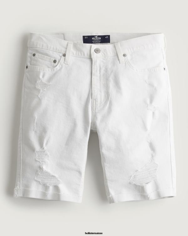 short en jean skinny blanc déchiré 9'' Hommes blanc déchiré Hollister bas RRRJX1229