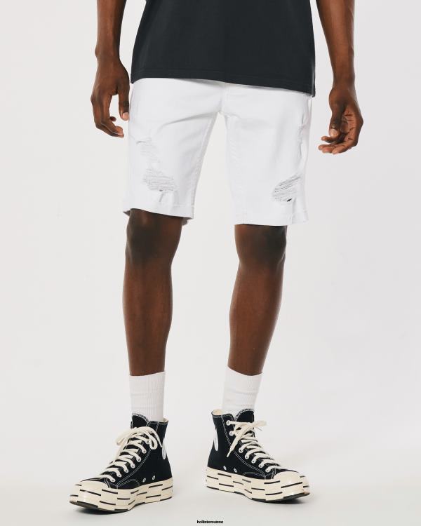 short en jean skinny blanc déchiré 9\'\' Hommes blanc déchiré Hollister bas RRRJX1229