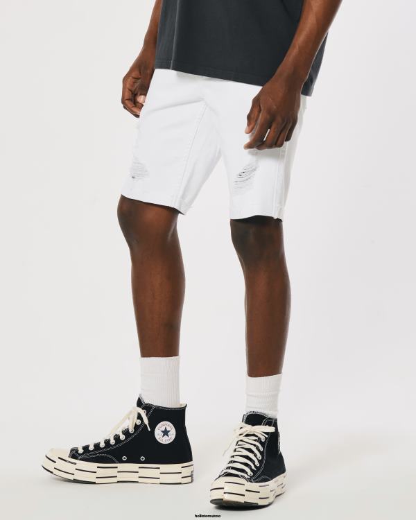 short en jean skinny blanc déchiré 9\'\' Hommes blanc déchiré Hollister bas RRRJX1229