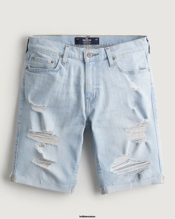 short en jean skinny déchiré délavé clair 9'' Hommes lavage super léger déchiré Hollister bas RRRJX1220