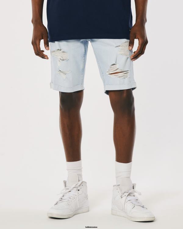 short en jean skinny déchiré délavé clair 9\'\' Hommes lavage super léger déchiré Hollister bas RRRJX1220